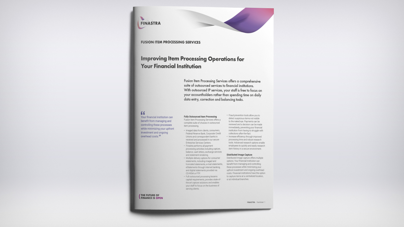 Fusion Item Processing Services Finastra