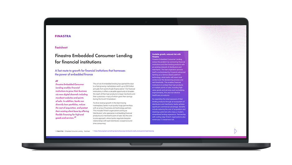 Finastra Embedded Consumer Lending for financial institutions | Finastra