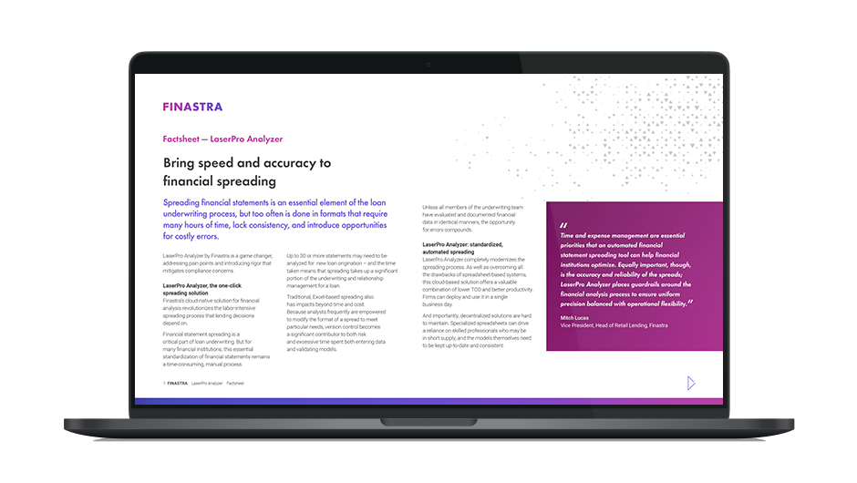 LaserPro Analyzer - Optimizes Loan Underwriting | Finastra