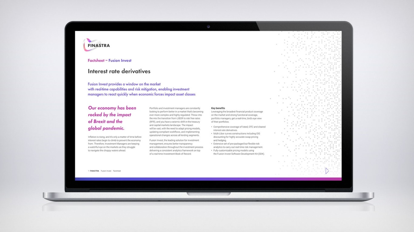 Fusion Invest Interest Rate Derivatives (Factsheet) | Finastra