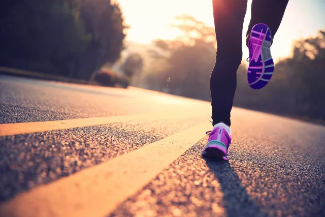 Person jogging in lane