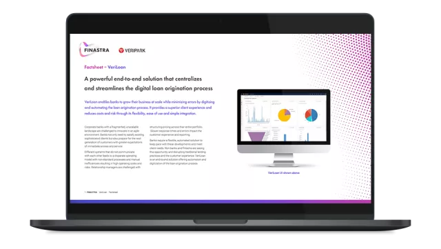 Image of laptop with cover slide for VeriLoan factsheet