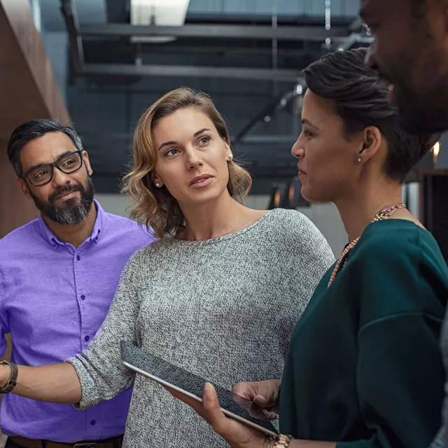 Image of woman discussing to team