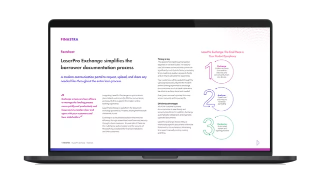 Image of laptop with cover slide for the LaserPro Exchange factsheet