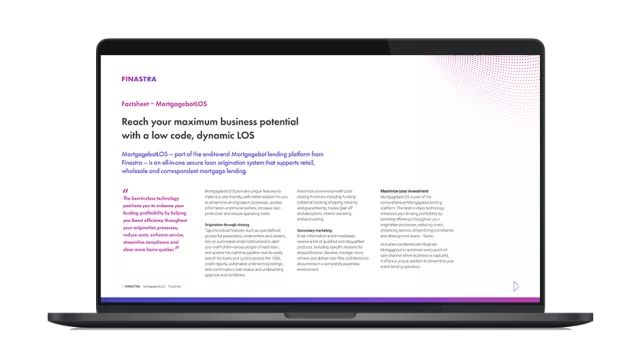 Image of laptop with cover slide for Fusion MortgagebotLOS - Overview factsheet