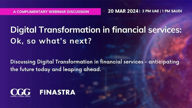 Cover slide image of "Digital transformation in financial services: Ok, so what's next?" webinar