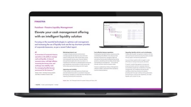 Cover image for "Finastra Liquidity Management" factsheet