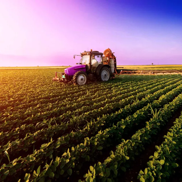 Image of a tractor on an agricultural field