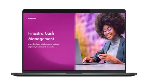 Image of laptop with cover slide for the Finastra Cash Management Solution Overview brochure