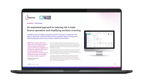 Image of laptop with cover slide for the ClearTrade Cleareye.ai factsheet