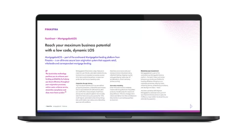 Image of laptop with cover slide for Fusion MortgagebotLOS - Overview factsheet