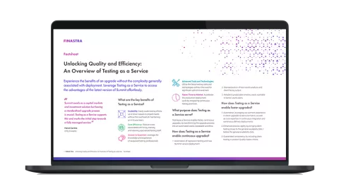 Image of laptop with cover slide for the "Unlocking quality and efficiency: An introduction to Testing as a Service (TaaS)" brochure