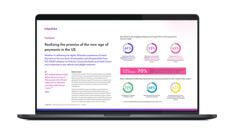 Image of laptop with cover slide for the "Realizing the promise of the new age of payments in the US" factsheet