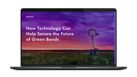 Image of laptop with cover slide for the "How technology can help secure the future of green bonds" white paper