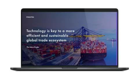 Image of laptop with cover slide for the "Technology is key to a more efficient and sustainable global trade ecosystem" white paper