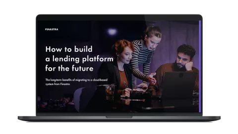 Image of laptop with cover slide of "How to build a lending platform for the future" white paper