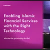 Image of laptop with cover slide for "Enabling Islamic financial services with the right technology" brochure